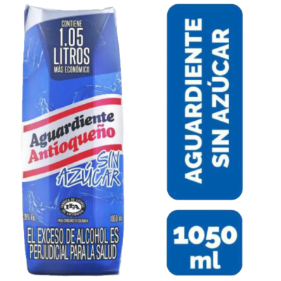 AGUARDIENTE ANTIOQUEÑO AZUL SIN AZUCAR TETRAPACK 1,05 Litros