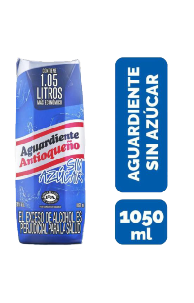 AGUARDIENTE ANTIOQUEÑO AZUL SIN AZUCAR TETRAPACK 1,05 Litros