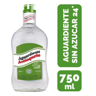 AGUARDIENTE ANTIOQUEÑO VERDE SIN AZUCAR BOTELLA  750  ML