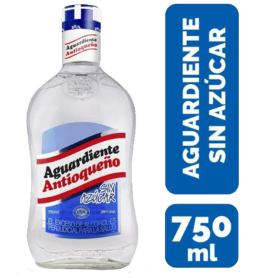 AGUARDIENTE ANTIOQUEÑO AZUL SIN AZUCAR BOTELLA  750 ML