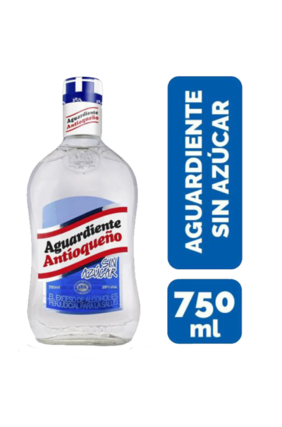 AGUARDIENTE ANTIOQUEÑO AZUL SIN AZUCAR BOTELLA  750 ML