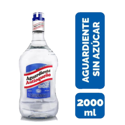 AGUARDIENTE ANTIOQUEÑO AZUL SIN AZUCAR GARRAFA 2000 ML