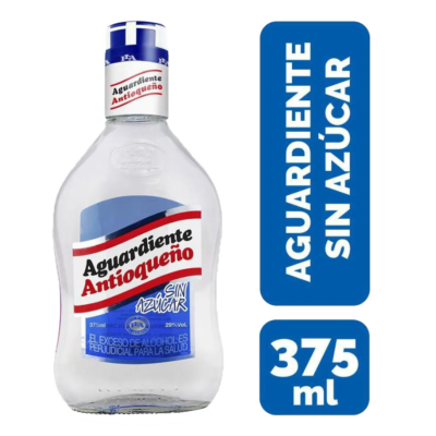 AGUARDIENTE ANTIOQUEÑO AZUL SIN AZUCAR MEDIA 375  ML